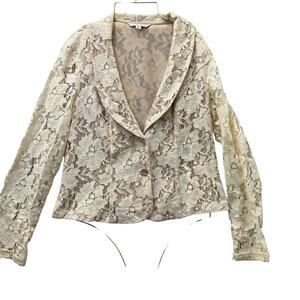 Cabi Battenburg Delicate Lace Blazer Jacket In Ivory Women's Size 6